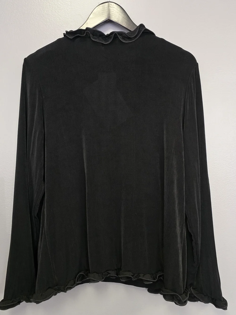 Citiknits Black Knit 2-Piece Ruffle Trim Cardigan & Scoop Neck Tank Set M